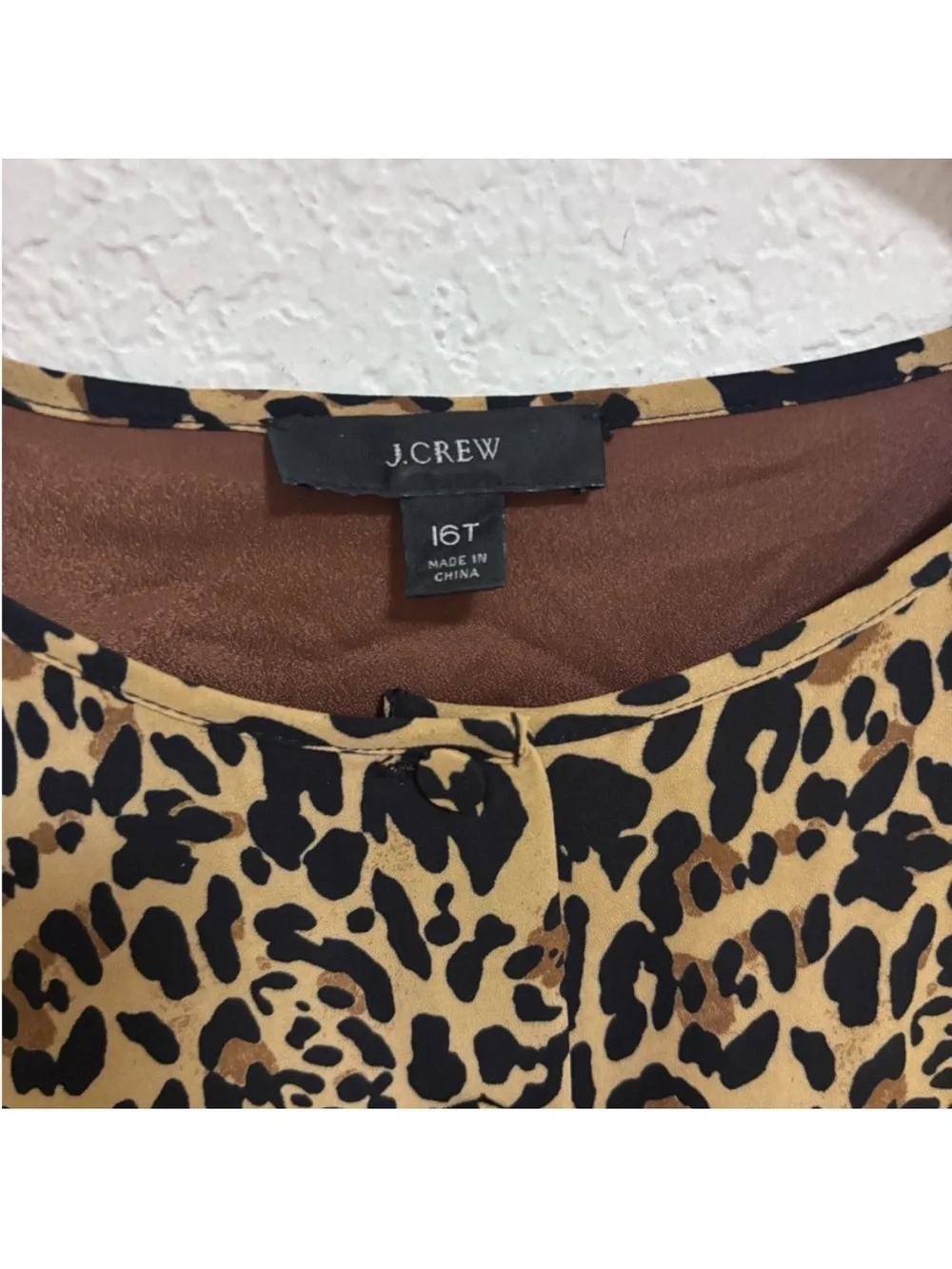 J. Crew leopard print long sleeve pleated midi dress 16 tall